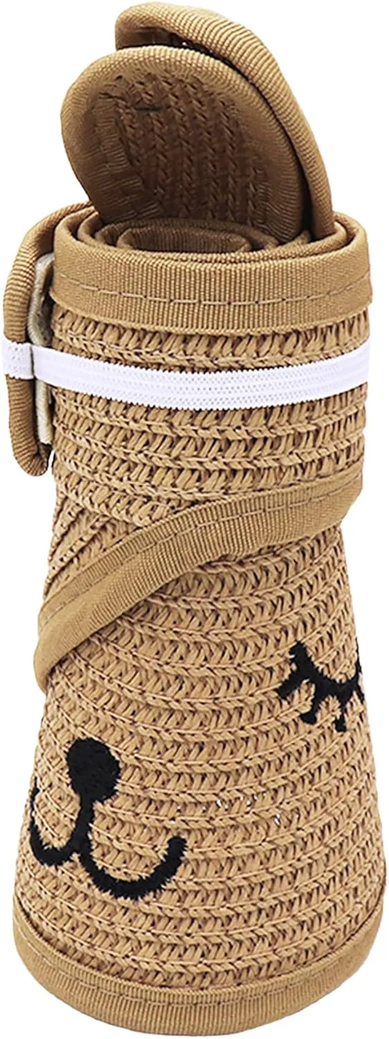 Baby Roll-up Straw Visor Hat Sun Hat, Kid Toddler Wide Brim Cute Bunny Ponytail Summer Beach Sun Hat Adjustable for 1-4 Years
