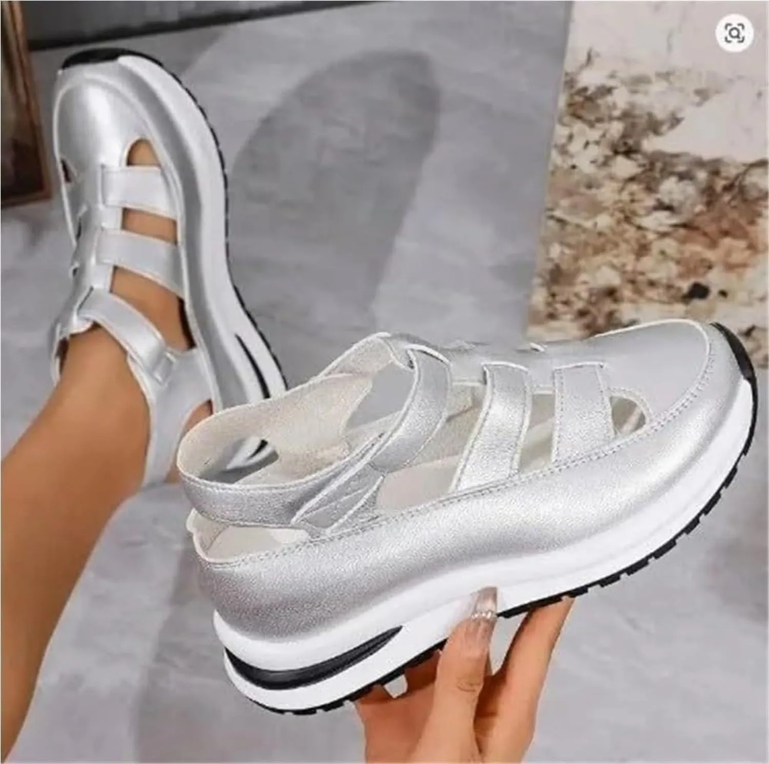 Bootara Shoes Women - Arch Support, Bootara Women's Plus Size Hollow-Out Casual Sandals, Closed Toe Platform Height