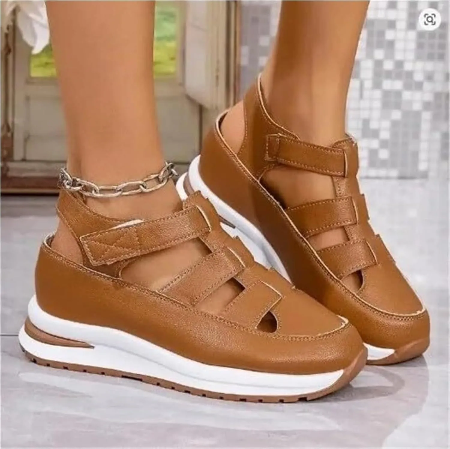 Bootara Shoes Women - Arch Support, Bootara Women's Plus Size Hollow-Out Casual Sandals, Closed Toe Platform Height