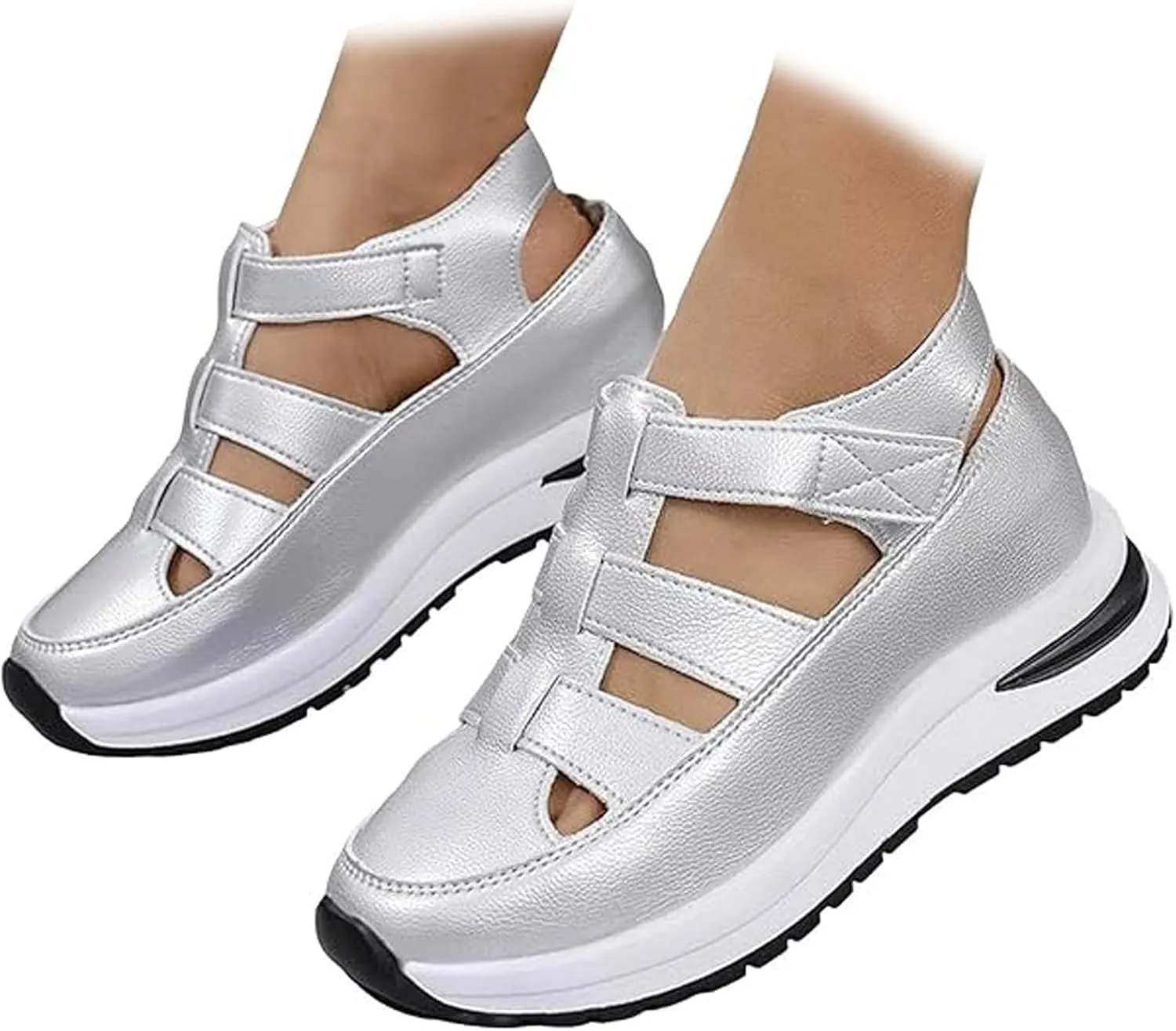 Bootara Shoes Women - Arch Support, Bootara Women's Plus Size Hollow-Out Casual Sandals, Closed Toe Platform Height