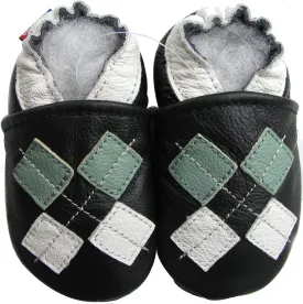 Carozoo Black Cat White S Unisex Baby Soft Sole Leather Shoes
