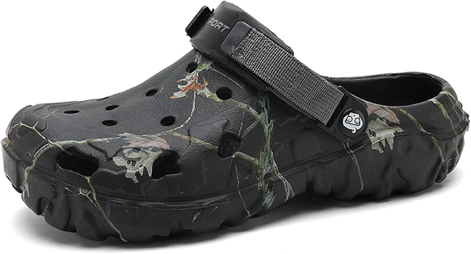 CERYTHRINA Men??s Clogs Garden Shoes: Sandals ?C Camo Lightweight Home Slippers - Non-Slip Athletic Walking Shoes for Teens & Adults (18?C35)