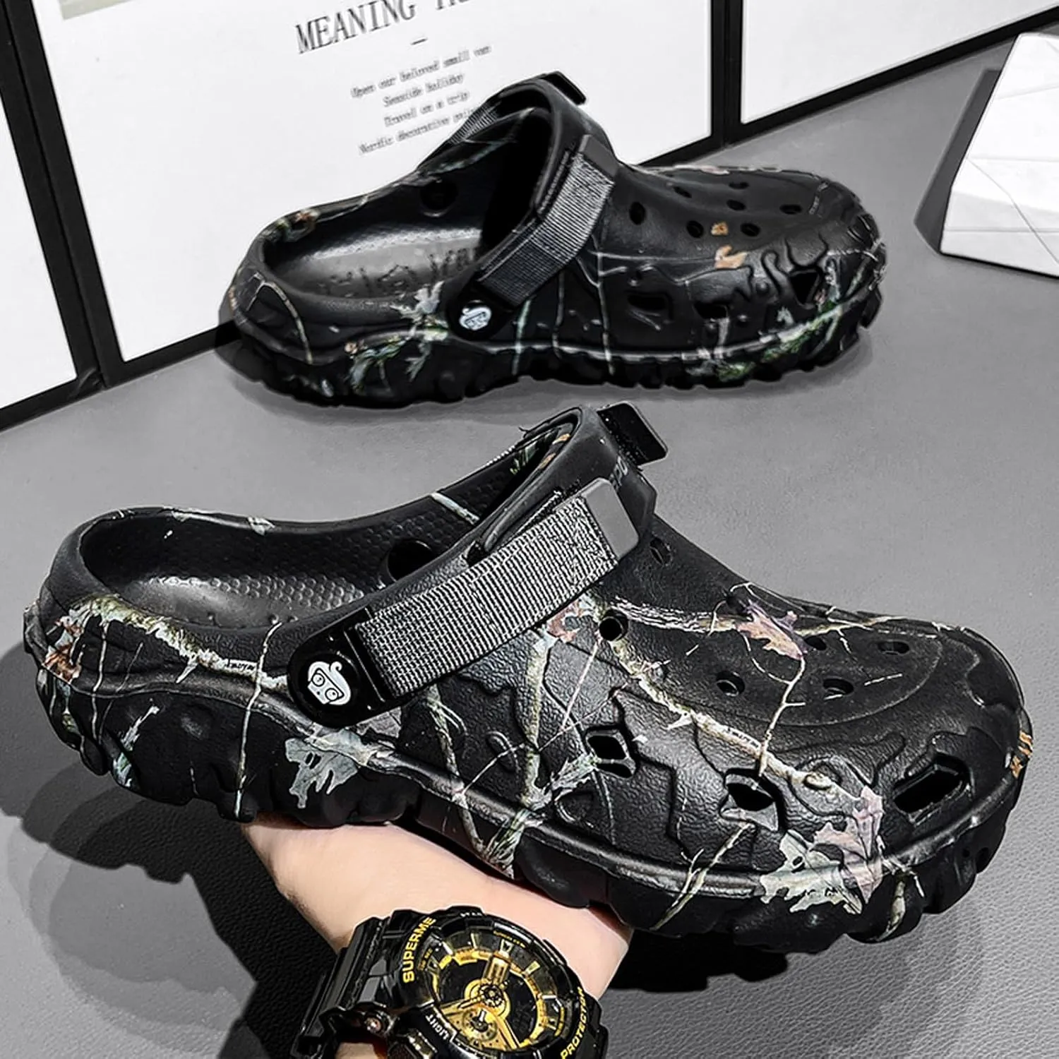 CERYTHRINA Men??s Clogs Garden Shoes: Sandals ?C Camo Lightweight Home Slippers - Non-Slip Athletic Walking Shoes for Teens & Adults (18?C35)