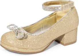 DREAM PAIRS Girls Dress Shoes Platform Chunky Heel Ankle Strap Princess Flats Flower Party Wedding Pump for Little Big Kid