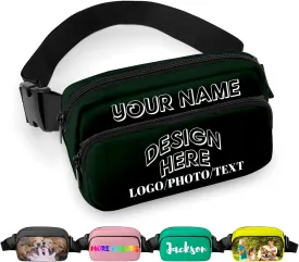 Fanny Pack for Women Men Personalized Funny Fanny Packs for Girl Boy Add Your Own Customize Crossbody Bag with Text GREEN Custom Bag Gift for Sport Workout Running Hiking Travel