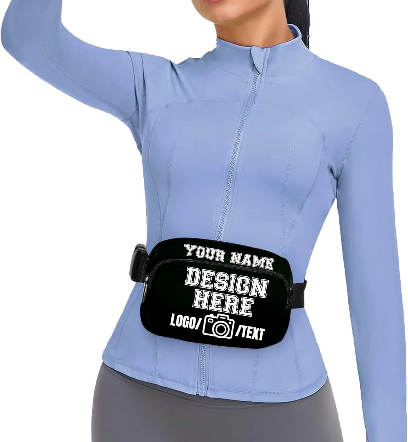 Fanny Pack for Women Men Personalized Funny Fanny Packs for Girl Boy Add Your Own Customize Crossbody Bag with Text GREEN Custom Bag Gift for Sport Workout Running Hiking Travel