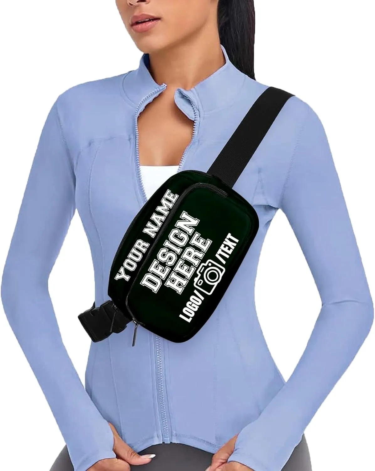 Fanny Pack for Women Men Personalized Funny Fanny Packs for Girl Boy Add Your Own Customize Crossbody Bag with Text GREEN Custom Bag Gift for Sport Workout Running Hiking Travel