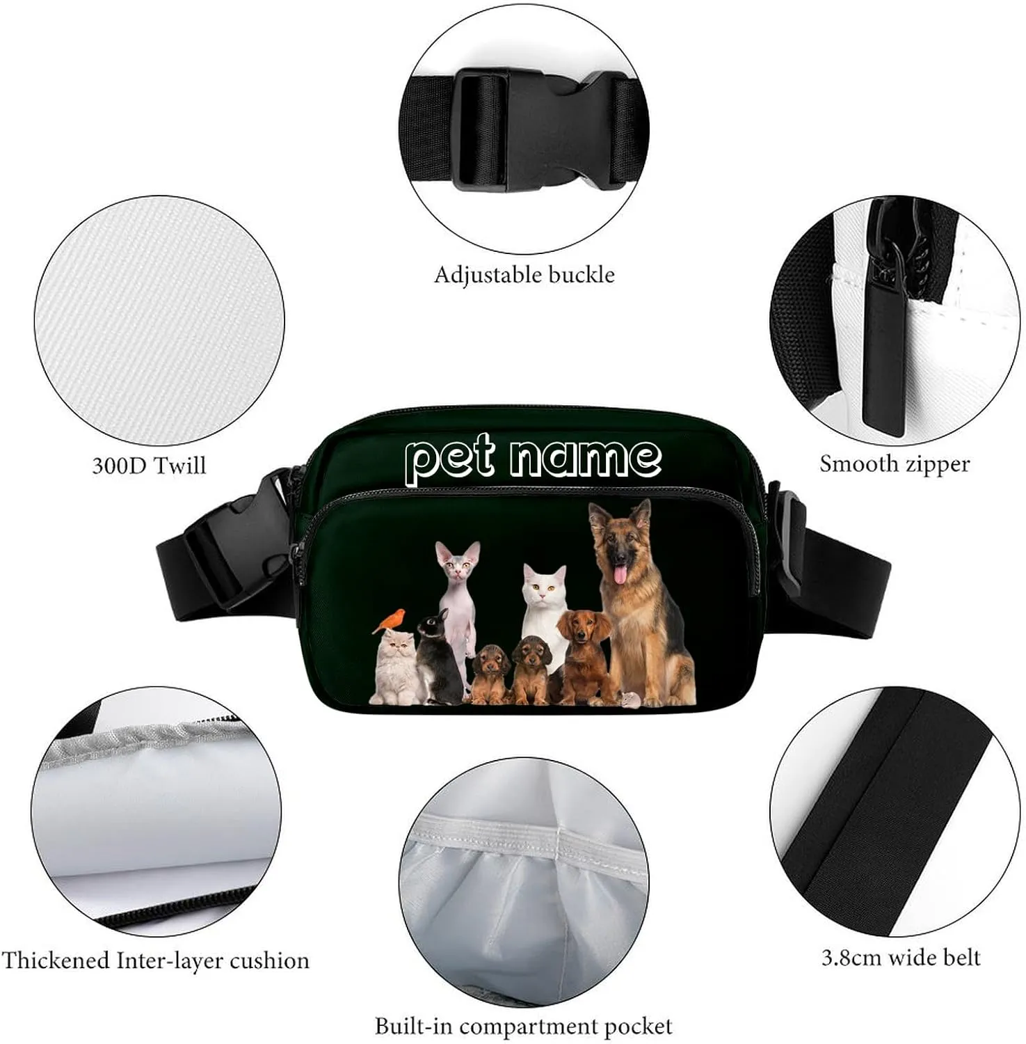 Fanny Pack for Women Men Personalized Funny Fanny Packs for Girl Boy Add Your Own Customize Crossbody Bag with Text GREEN Custom Bag Gift for Sport Workout Running Hiking Travel