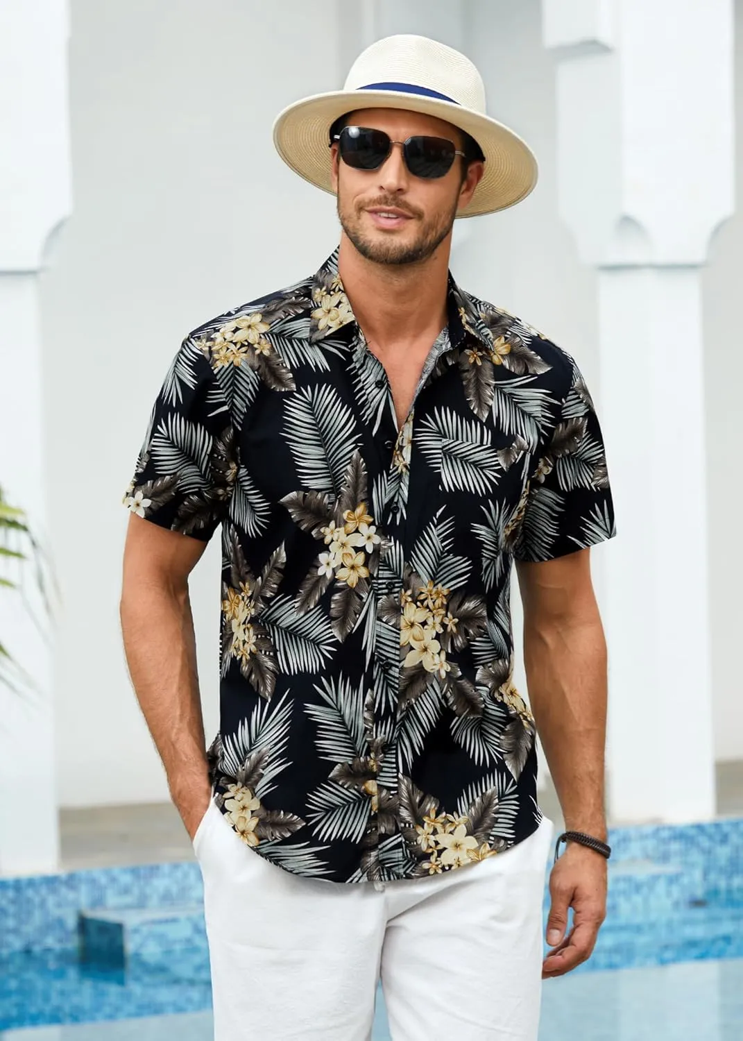 Hawaiian Shirt for Men Short Sleeve Button Down Shirt Men Casual Summer Tropical Beach Aloha Shirts for Men Hawaii Party