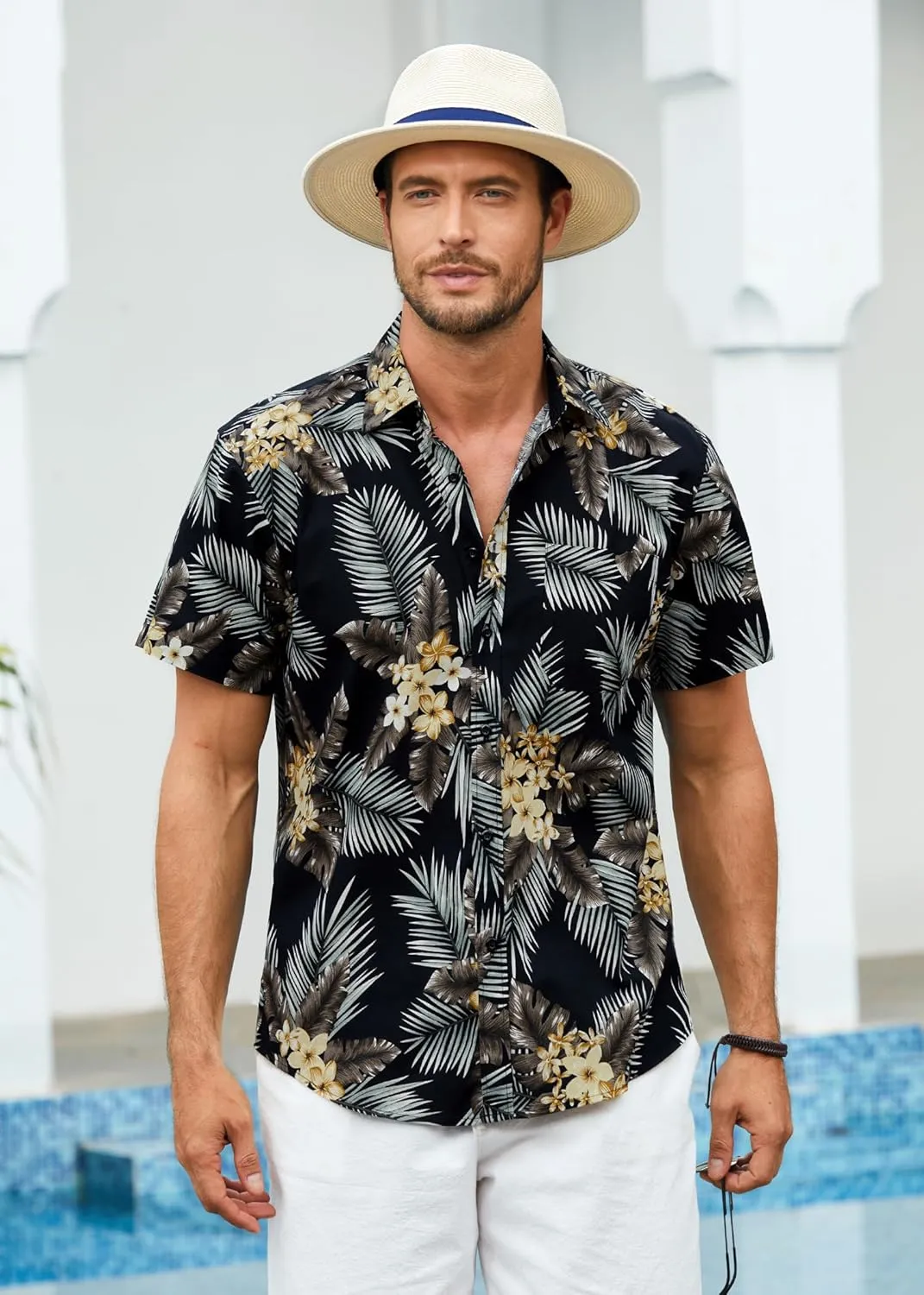 Hawaiian Shirt for Men Short Sleeve Button Down Shirt Men Casual Summer Tropical Beach Aloha Shirts for Men Hawaii Party