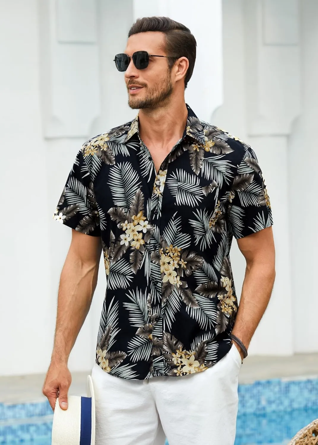 Hawaiian Shirt for Men Short Sleeve Button Down Shirt Men Casual Summer Tropical Beach Aloha Shirts for Men Hawaii Party
