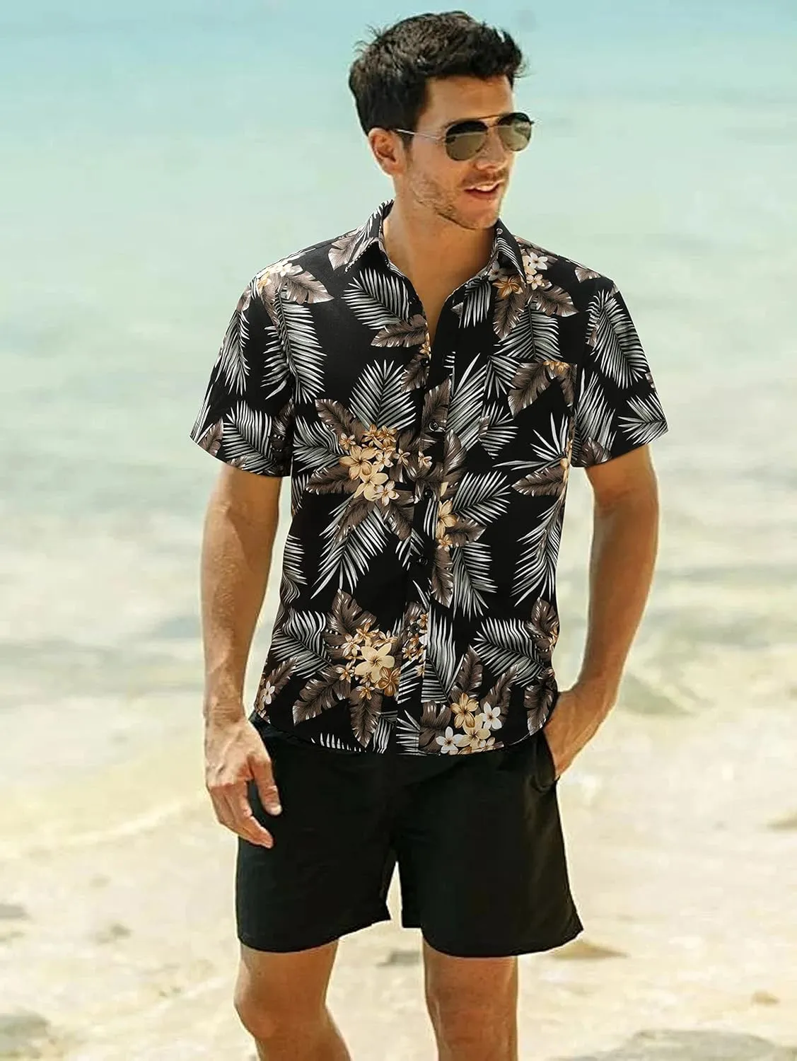 Hawaiian Shirt for Men Short Sleeve Button Down Shirt Men Casual Summer Tropical Beach Aloha Shirts for Men Hawaii Party