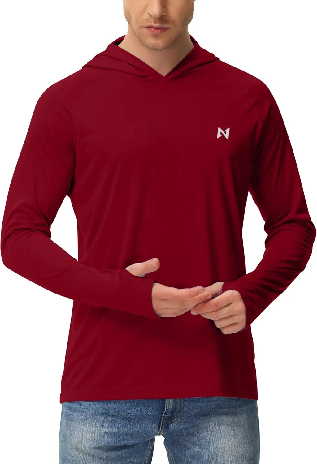 isnowood Sun Shirt UPF 50  Men's Fishing Long Sleeve UV Protection Hoodie Hiking Rash Guard Swimming Running