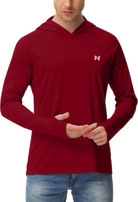 isnowood Sun Shirt UPF 50  Men's Fishing Long Sleeve UV Protection Hoodie Hiking Rash Guard Swimming Running