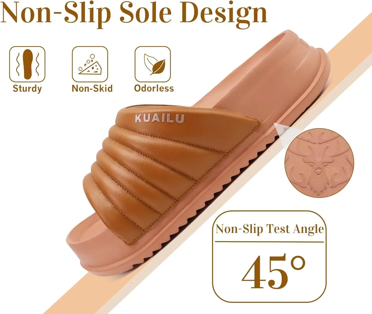 KuaiLu Womens Sandals with Arch Support Orthopedic Comfortable Lightweight Cushion Recovery Slides Summer Fashion Leather Casual Womans Plantar Fasciitis Sandals for Indoor&Outdoor (US Size 6-12)