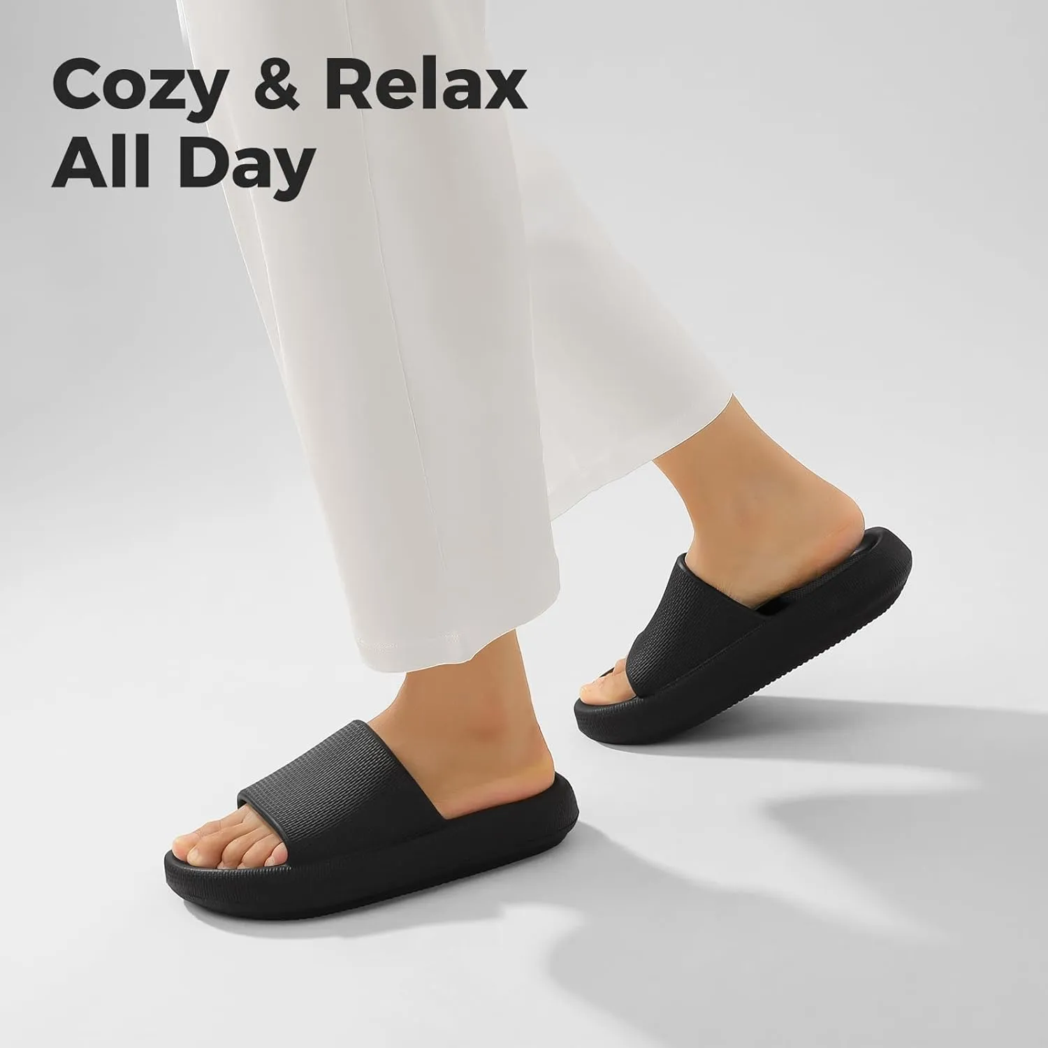Leevar Cloud Slides for Women and Men - Soft, Comfy, Relax Cloud Slippers, Thick Sole, Non-slip Slides for Men, Easy to Clean, Shower, Swimming, Beach, Indoor and Outdoor Slides for Men