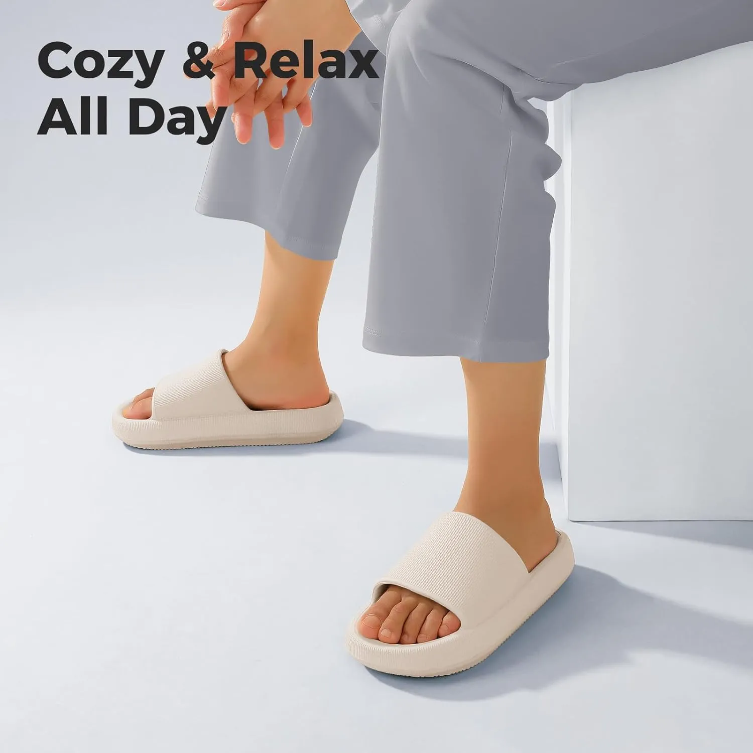 Leevar Cloud Slides for Women and Men - Soft, Comfy, Relax Cloud Slippers, Thick Sole, Non-slip Slides for Men, Easy to Clean, Shower, Swimming, Beach, Indoor and Outdoor Slides for Men