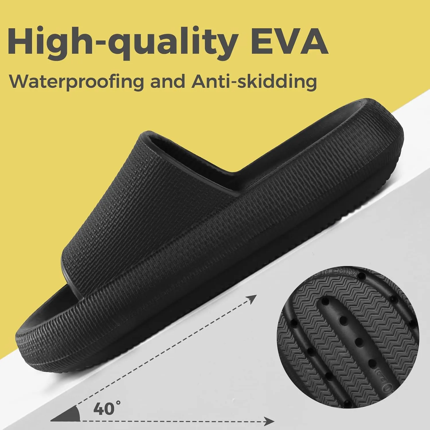 Leevar Cloud Slides for Women and Men - Soft, Comfy, Relax Cloud Slippers, Thick Sole, Non-slip Slides for Men, Easy to Clean, Shower, Swimming, Beach, Indoor and Outdoor Slides for Men