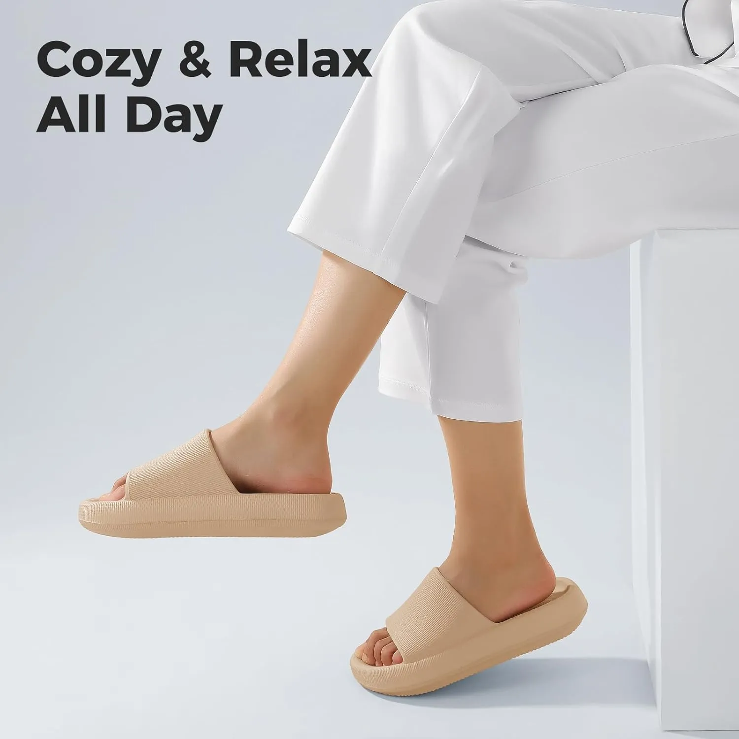 Leevar Cloud Slides for Women and Men - Soft, Comfy, Relax Cloud Slippers, Thick Sole, Non-slip Slides for Men, Easy to Clean, Shower, Swimming, Beach, Indoor and Outdoor Slides for Men