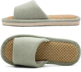 Linen and Cloth Slippers Indoor House Slippers All Seasons Silent Slippers Unisex Blue EU 39-40