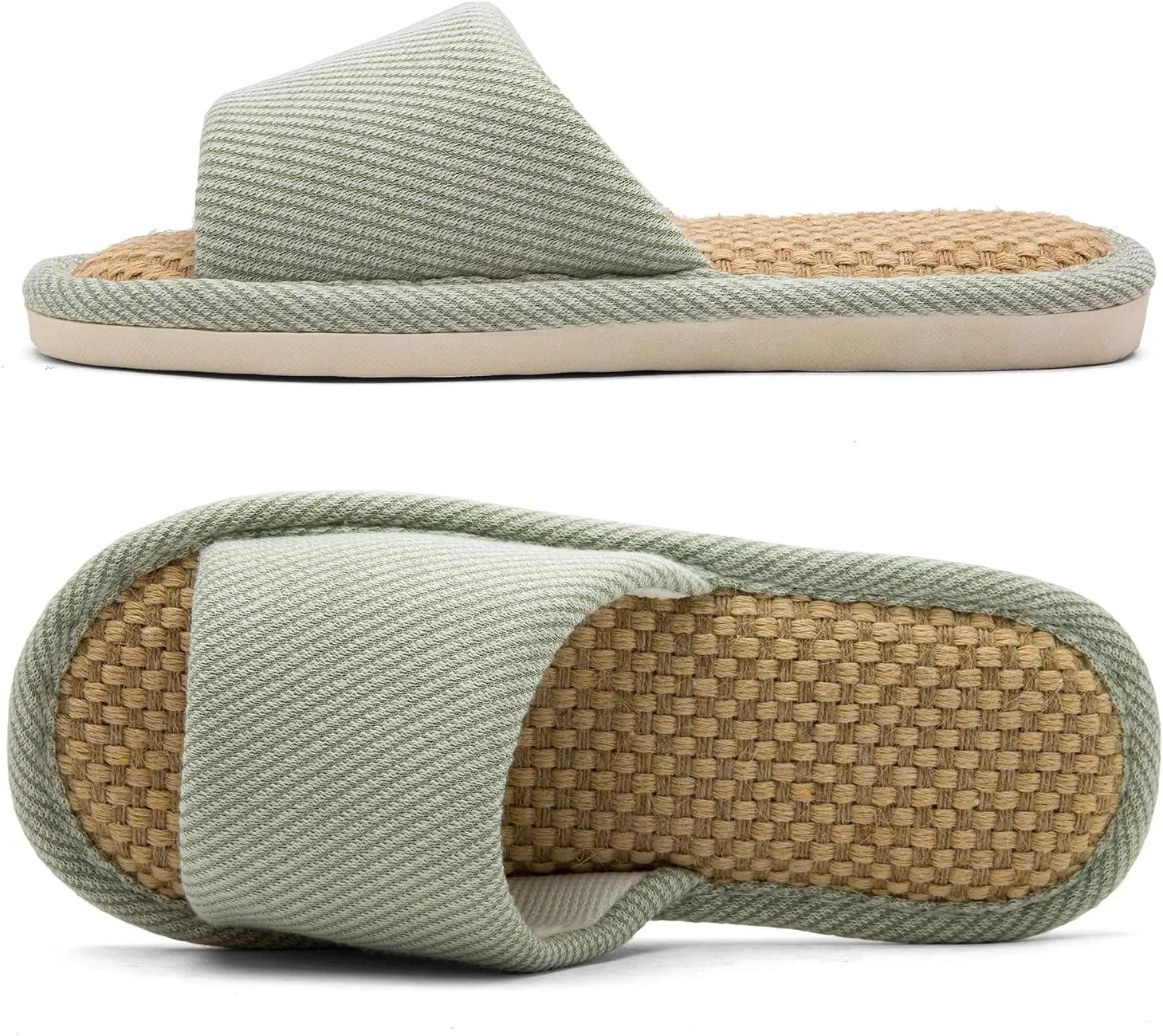 Linen and Cloth Slippers Indoor House Slippers All Seasons Silent Slippers Unisex Blue EU 39-40