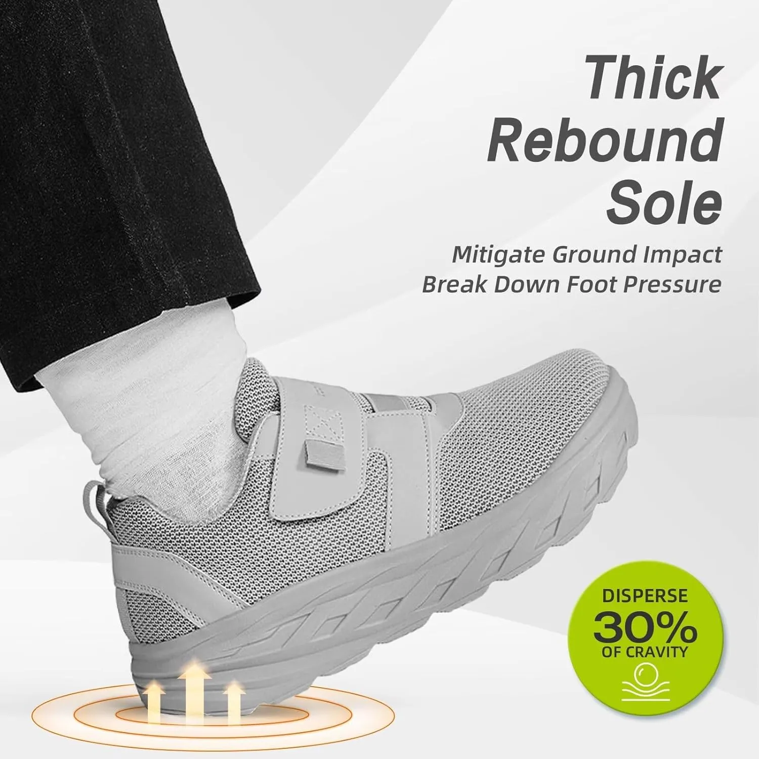 OrthoComfoot Men's Orthopedic Diabetic Wide Walking Shoes: Comfortable Cushion Arch Support Plantar Fasciitis Sneakers, Orthotic High Arch Swollen Feet Adjustable Work Shoes for Ankle and Heel Pain