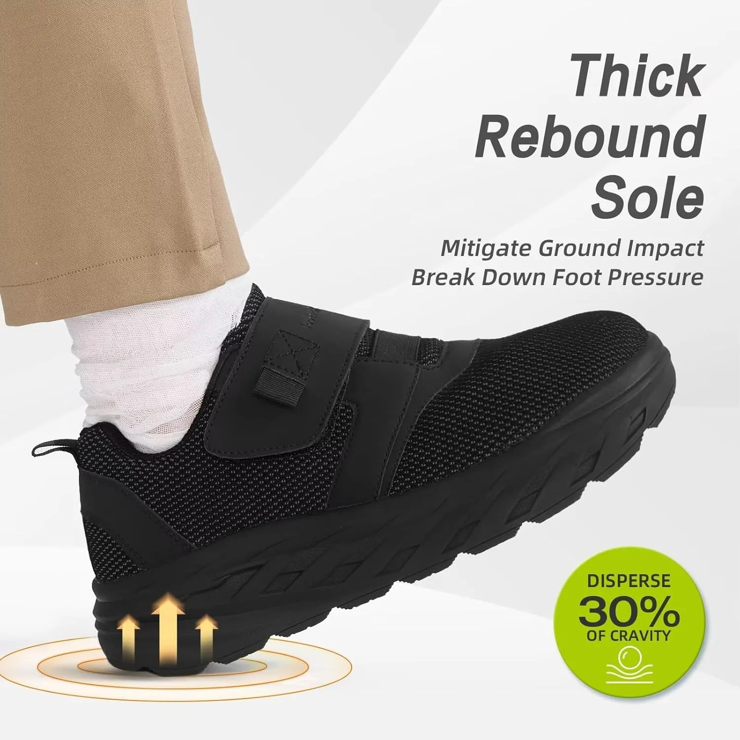 OrthoComfoot Men's Orthopedic Diabetic Wide Walking Shoes: Comfortable Cushion Arch Support Plantar Fasciitis Sneakers, Orthotic High Arch Swollen Feet Adjustable Work Shoes for Ankle and Heel Pain