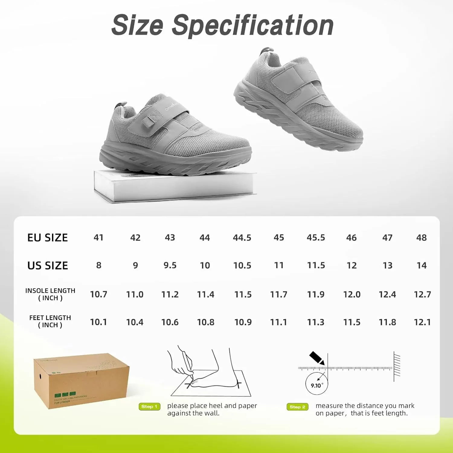 OrthoComfoot Men's Orthopedic Diabetic Wide Walking Shoes: Comfortable Cushion Arch Support Plantar Fasciitis Sneakers, Orthotic High Arch Swollen Feet Adjustable Work Shoes for Ankle and Heel Pain