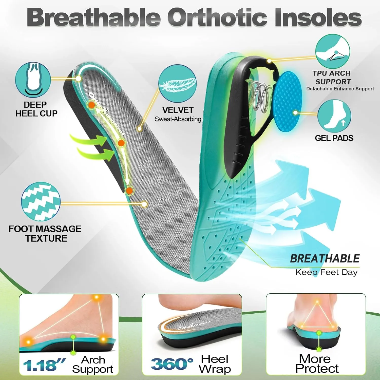 OrthoComfoot Men's Orthopedic Diabetic Wide Walking Shoes: Comfortable Cushion Arch Support Plantar Fasciitis Sneakers, Orthotic High Arch Swollen Feet Adjustable Work Shoes for Ankle and Heel Pain