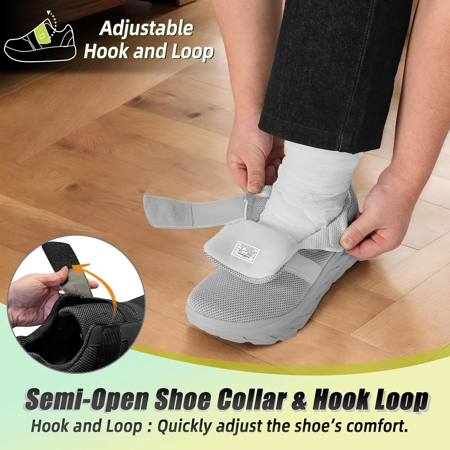 OrthoComfoot Men's Orthopedic Diabetic Wide Walking Shoes: Comfortable Cushion Arch Support Plantar Fasciitis Sneakers, Orthotic High Arch Swollen Feet Adjustable Work Shoes for Ankle and Heel Pain