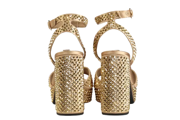 PRADA Bronze Gold 125mm Crystal-embellished Sandals UK 7 EU 40 👠