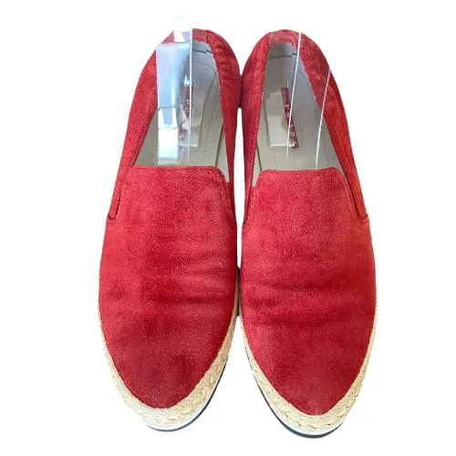 PRADA Sport Red Suede Espadrille Slip On Sneakers, Size 41