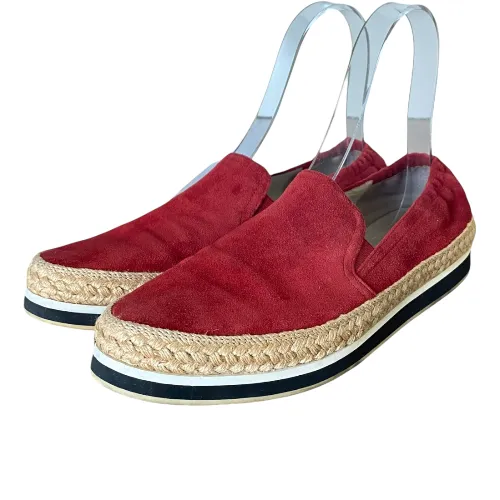 PRADA Sport Red Suede Espadrille Slip On Sneakers, Size 41