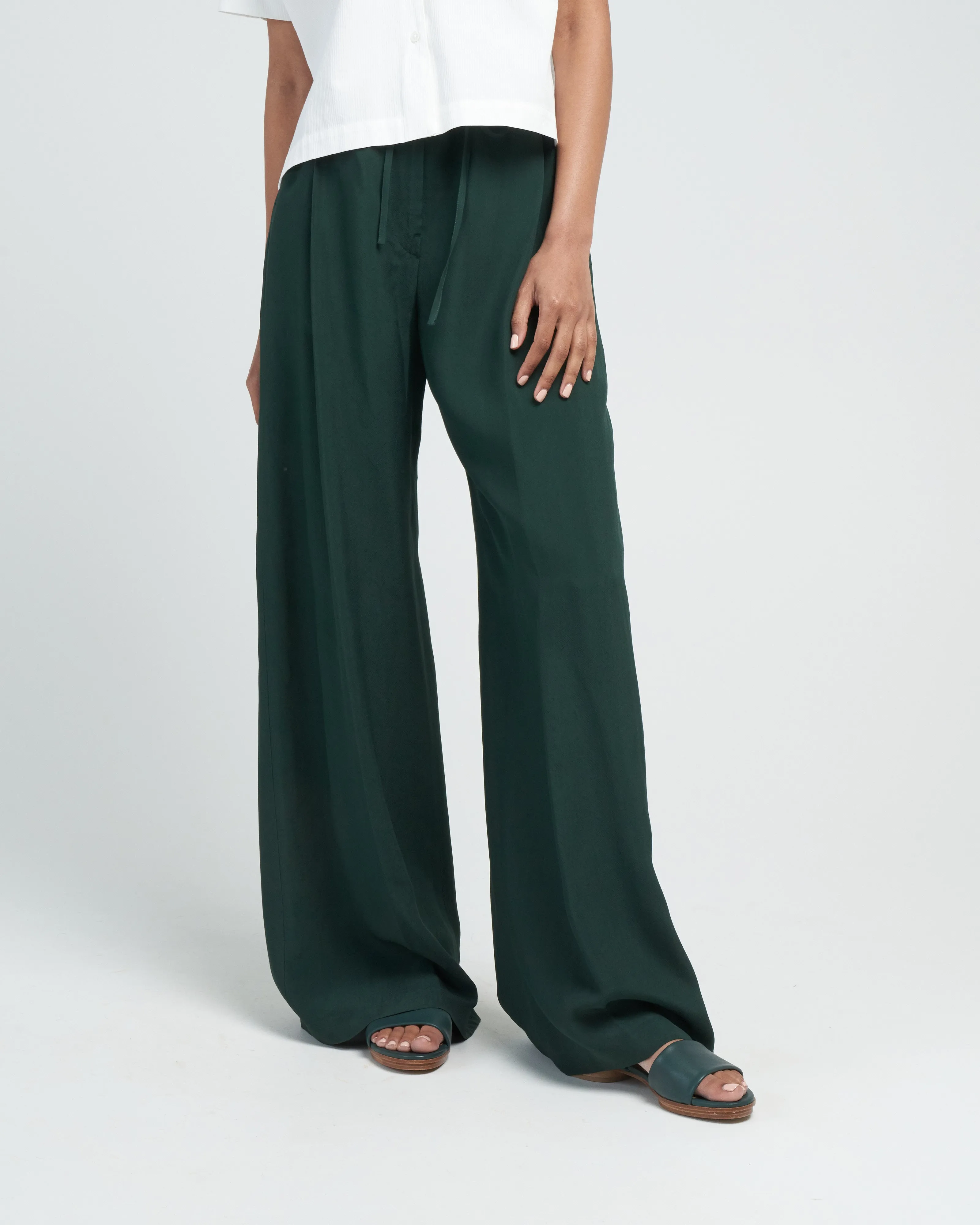 pretsi wide leg trouser - dark green