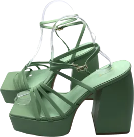 PrettyLittleThing Green Platform Strappy Sandals UK 6 EU 39 👠
