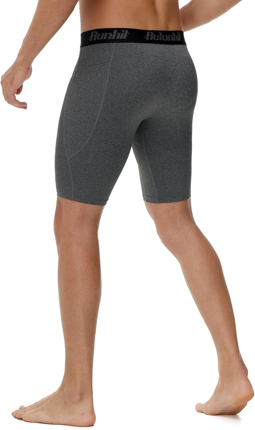 Runhit Men's Compression Shorts with Pockets ?C 9" Performance Athletic Shorts for Workouts Sports Running Spandex Underwear