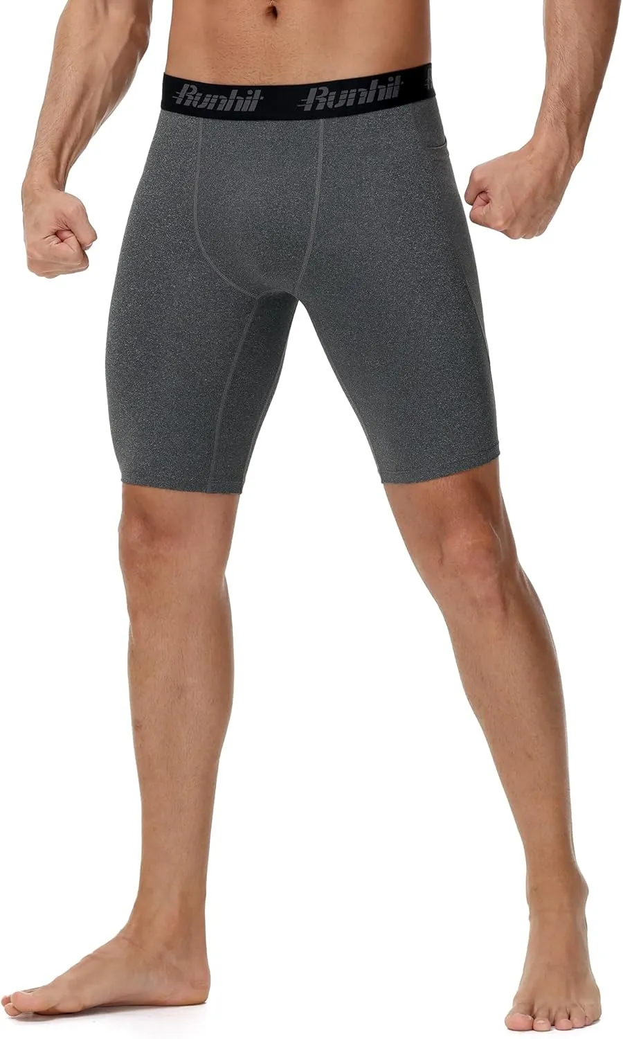 Runhit Men's Compression Shorts with Pockets ?C 9" Performance Athletic Shorts for Workouts Sports Running Spandex Underwear