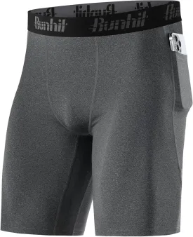 Runhit Men's Compression Shorts with Pockets ?C 9" Performance Athletic Shorts for Workouts Sports Running Spandex Underwear