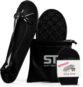 Silky Toes Foldable Flats for Women Purse Ballet Shoes Ballerina Slippers