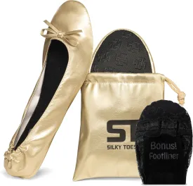 Silky Toes Foldable Flats for Women Purse Ballet Shoes Ballerina Slippers