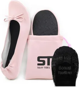 Silky Toes Foldable Flats for Women Purse Ballet Shoes Ballerina Slippers