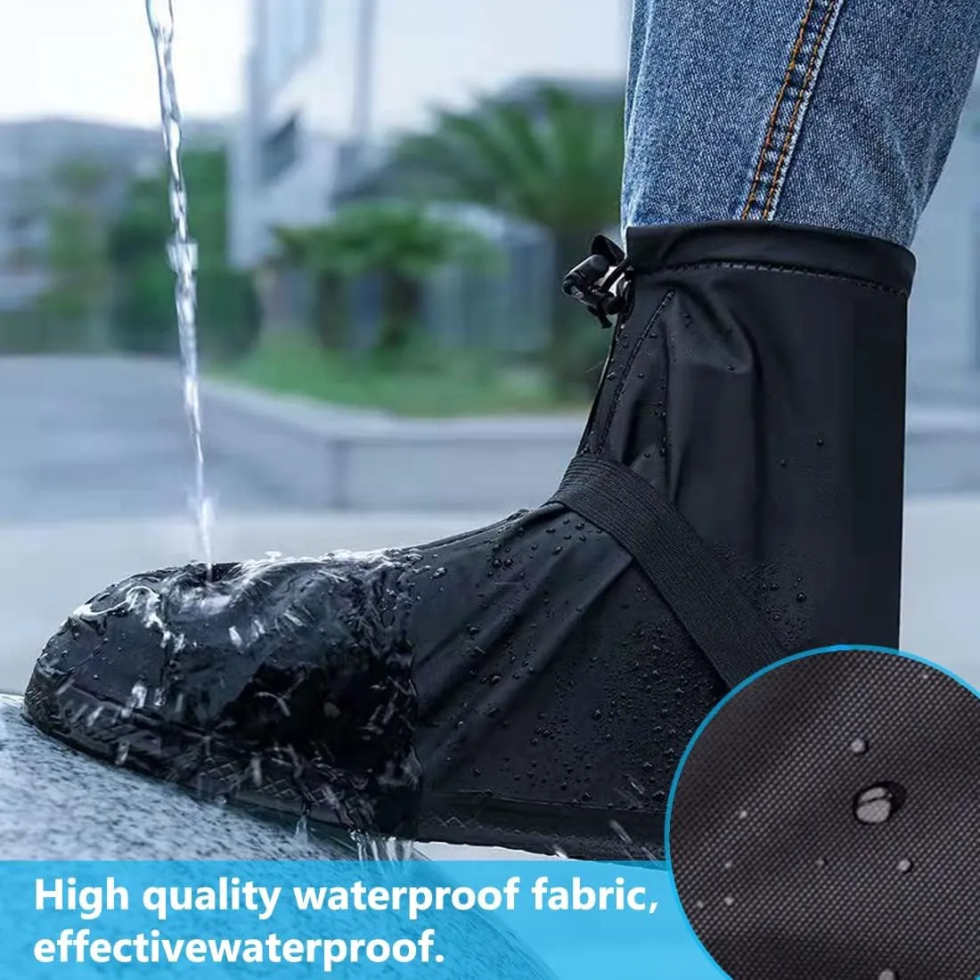 Waterproof Shoe Covers for Rain & Snow, Non-Slip Reusable Overshoes with Zipper  Durable Shoe Protectors for Hiking, Cycling, Outdoor Activities,Rain Boots for Men, Women & Kids