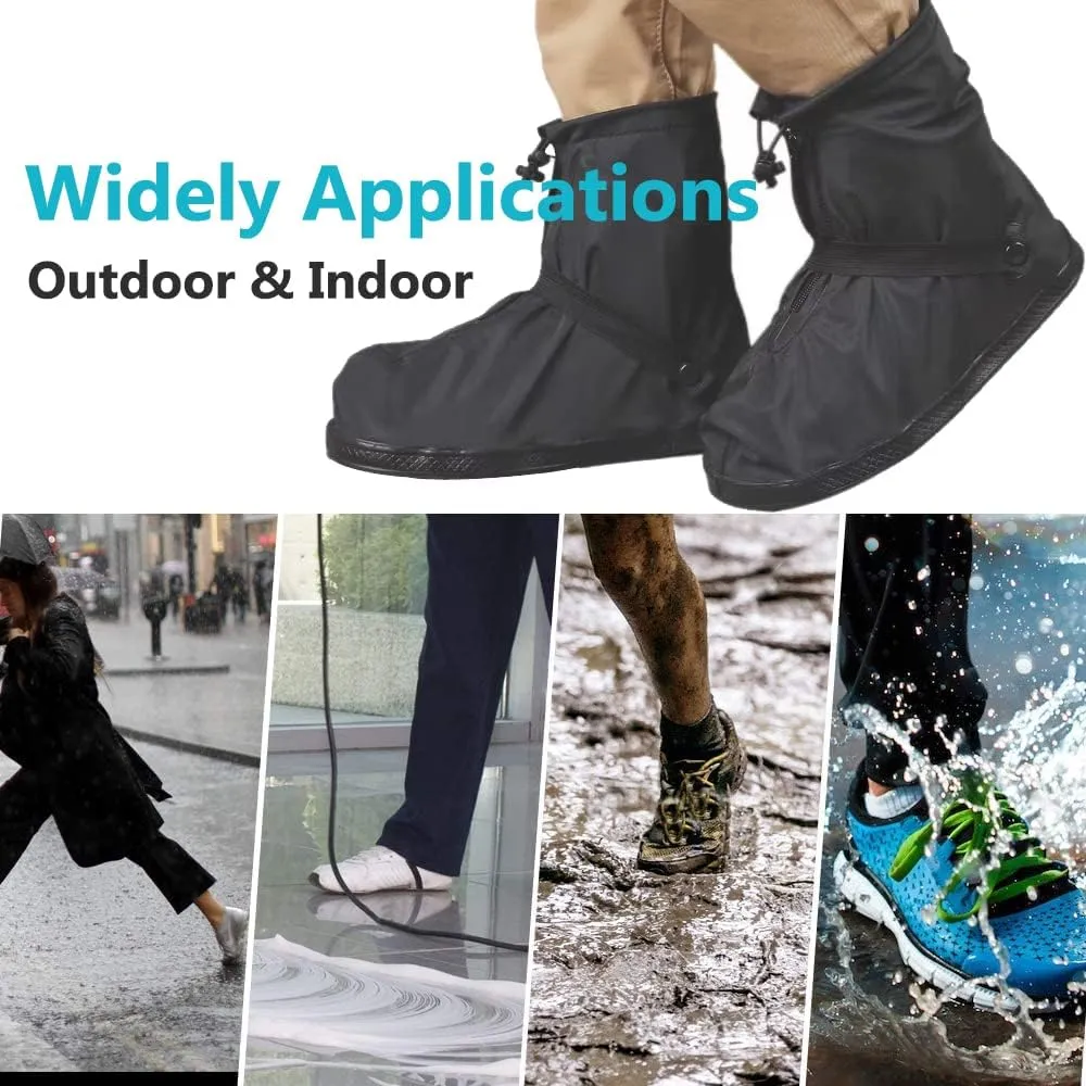 Waterproof Shoe Covers for Rain & Snow, Non-Slip Reusable Overshoes with Zipper  Durable Shoe Protectors for Hiking, Cycling, Outdoor Activities,Rain Boots for Men, Women & Kids