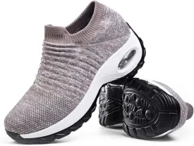 Women's Walking Shoes Sock Sneakers - Mesh Slip On Air Cushion Lady Girls Modern Jazz Dance Easy Shoes Platform Loafers